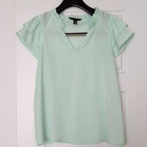 Banana Republic Light Green Ruffle Blouse
